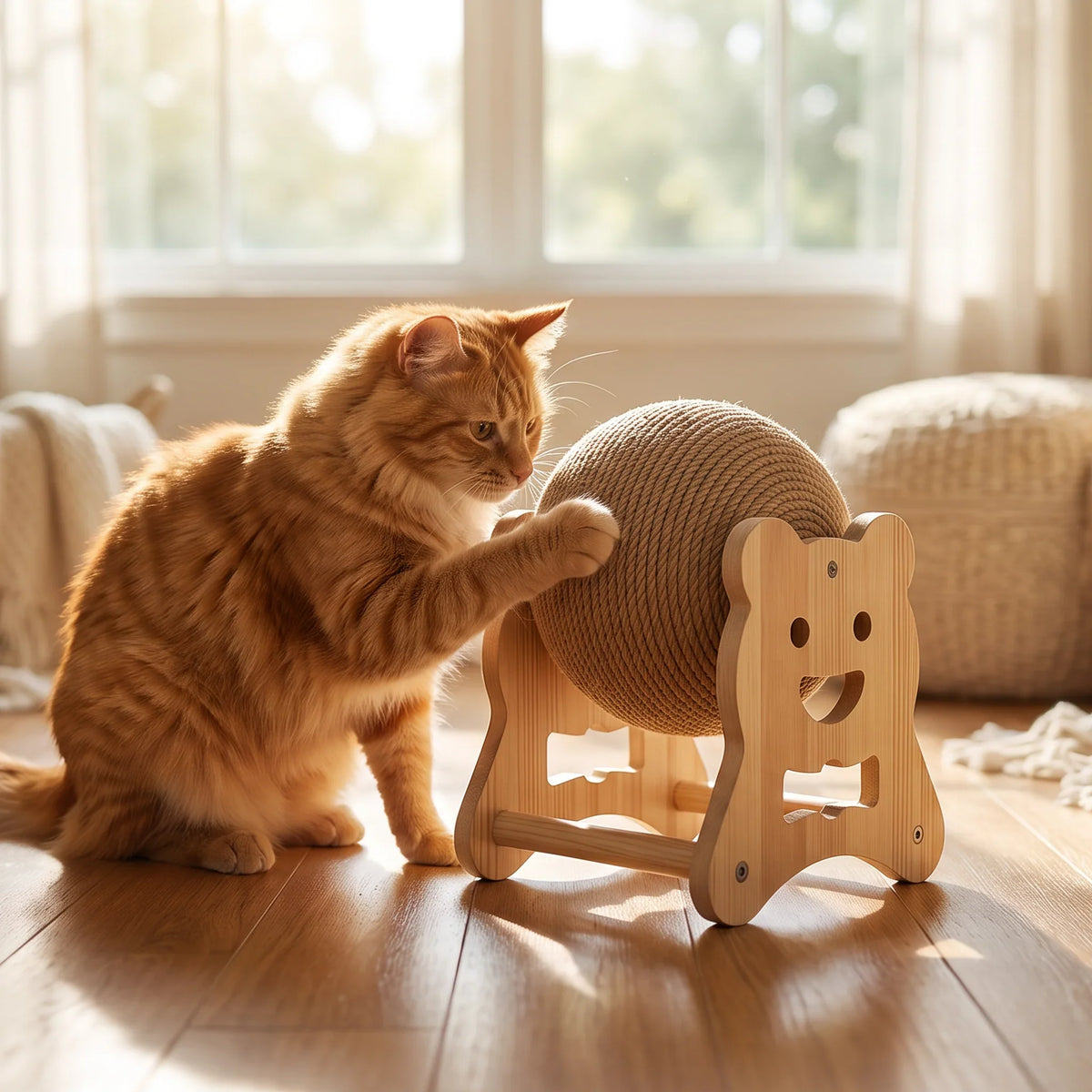 A cat lying on its side, hugging a soft plush catnip kicker toy and raking it with both back feet