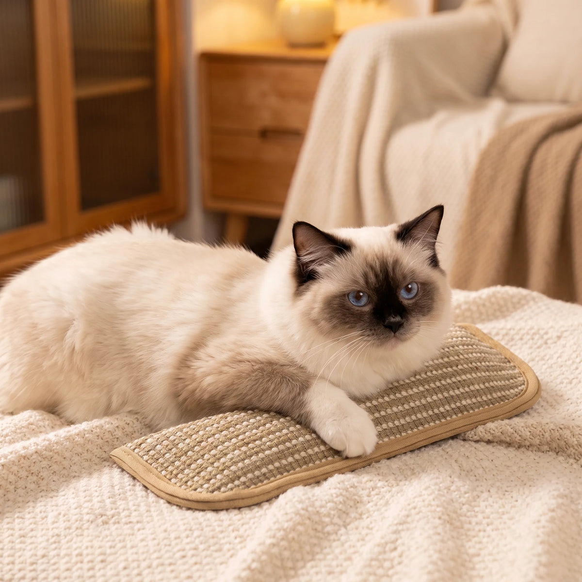 Cat biting and kicking the catnip filled pillow toy