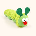 Catnip Caterpillar Kicker cat toy in green plush with a crinkle tail