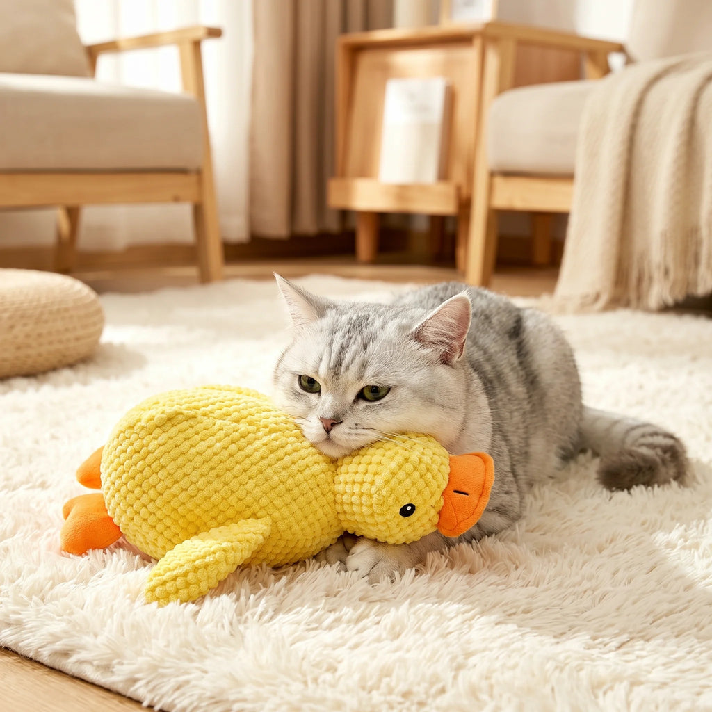 Catnip Duck Toy shown in size L (48 cm) and size M (25 cm)