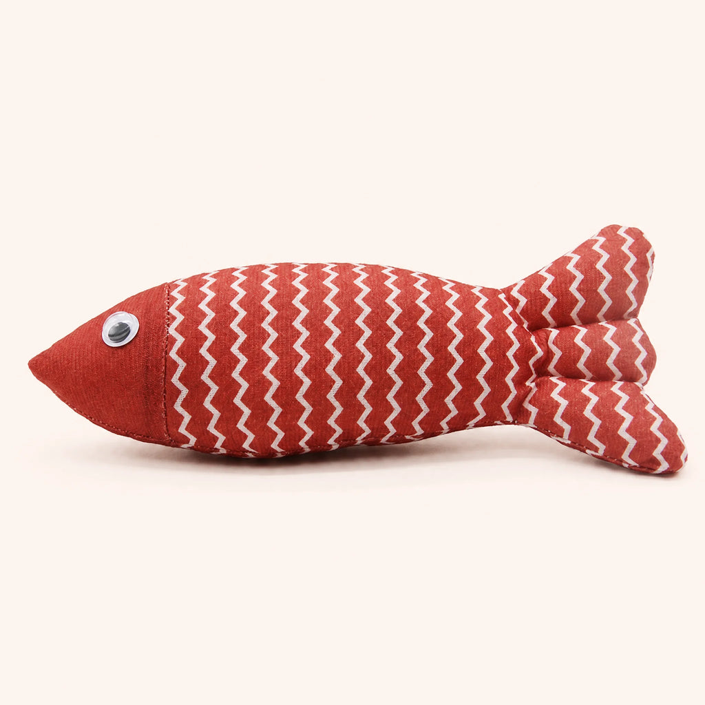 Catnip Fish Toy fishbone kicker shown in gray